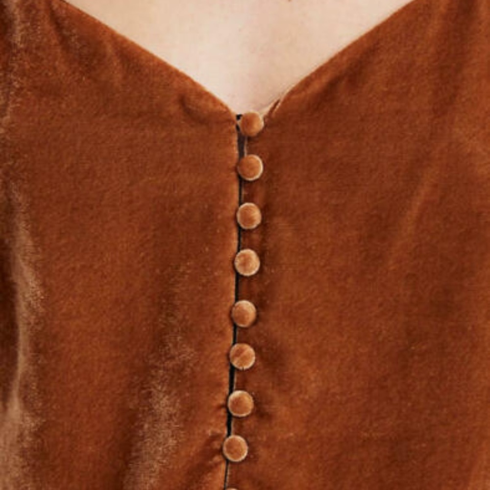 Madewell tank top brown velvet button down cami - Picture 2 of 8